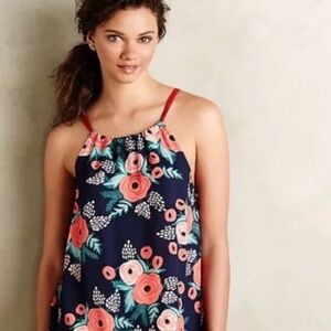 Anthropologie Paper Crown + Rifle Paper Co. Aster Tie Neck Top, M